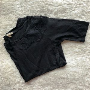 Black Lace Top Long-sleeve Anthro Tee